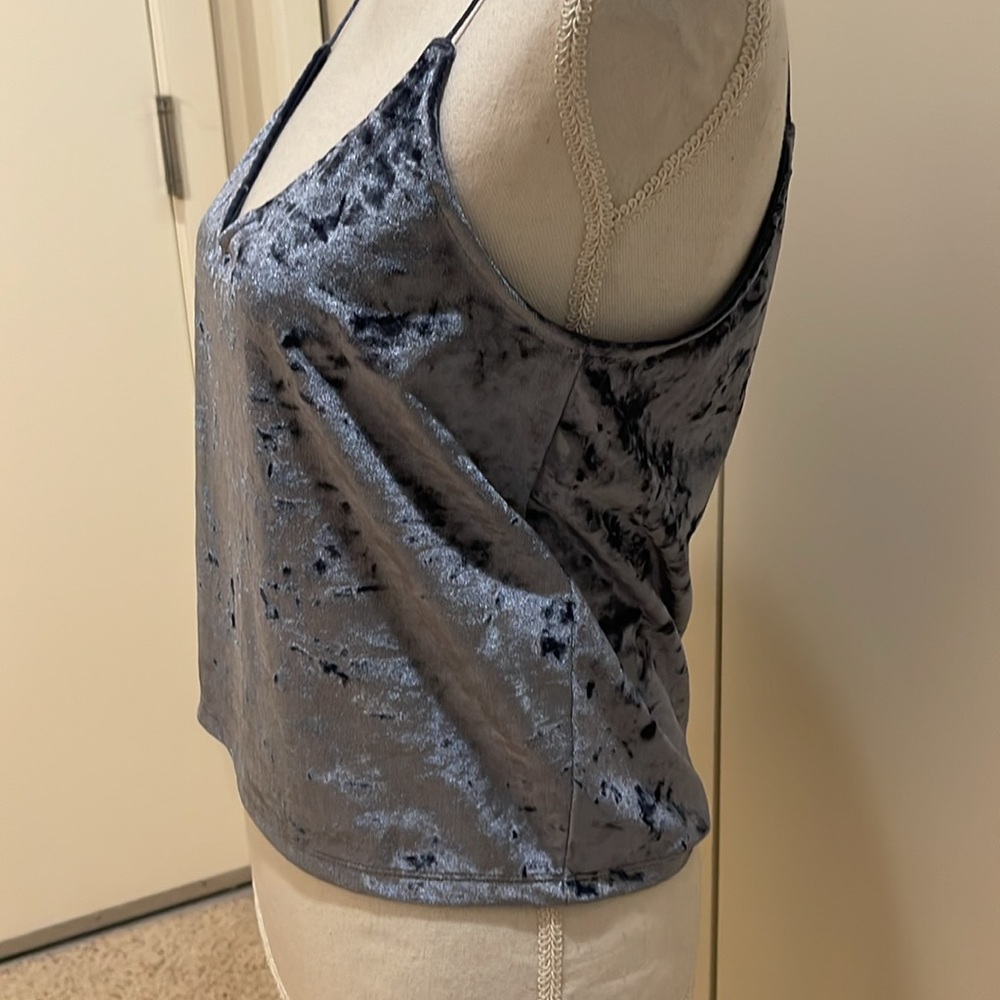 H &M crushed velvet blue camisole size small #92 - Picture 3 of 4